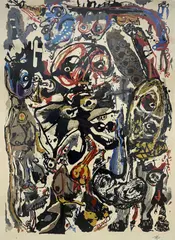 Sonrieron Extrañdos by Antonio Saura Atarés, screenprint, sold Nov 2023