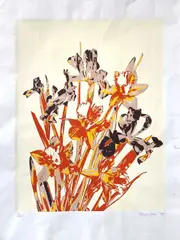 Irises by Robert Jones, screenprint, offered Nov 2023
