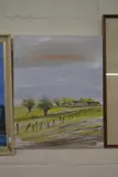 Study of rural buildings by Zsuzsanna Lendemar, oil on canvas, sold Oct 2023