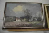 Study of a village with oast houses by Marcus Ford, oil on canvas, sold Oct 2023