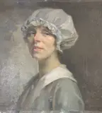 Bust portrait of a side glancing lady by John Frederick Pettinger, 1917, oil on canvas, sold Oct 2023
