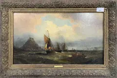 Shipping scene by William Thornely, oil on canvas, sold Oct 2023