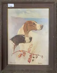 Pointers heads study by H. Hawthorn, oil on canvas, sold Oct 2023