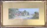 Village scene by Joseph Fisher, watercolour, sold Oct 2023