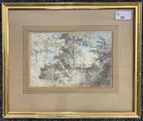 Scene in a country lane by Anthony Devis, watercolour, sold Oct 2023
