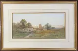 Village scene by Henry Rawson, watercolour, sold Oct 2023