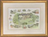 A central composition of a Country house with a series of by K.F. Robins, watercolour, sold Oct 2023