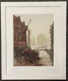 London Docklands by Micheal A. Bussey, 1953, watercolour, sold Oct 2023