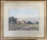 A view across a country pathway by Henry John Sylvester Stannard, watercolour, sold Oct 2023