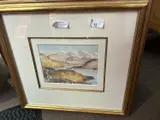 Lake and mountain scene by James Hawkins, watercolour, sold Oct 2023