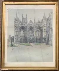 Peterborough Cathedral by Cecil Aldin, lithograph, offered Oct 2023