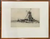 Old Saw Mill by Andrew F. Affleck, etching, sold Oct 2023