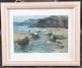 Coastal scene by Matilda Dorothea Hurst, print, offered Nov 2025