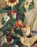 Still life with melon by Albert Lipczyński, oil on panel, offered Nov 2025