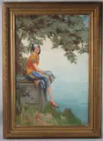 the Orange Dress by Arthur Croft Mitchell, oil on canvas, sold Nov 2025