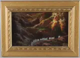 Procession on a mountain path by Agudo Clara, oil on board, offered Nov 2025