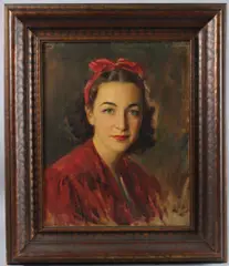 Portrait of a lady by Henrique Medina, oil on canvas, sold Nov 2025