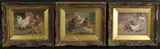 Farmyard scenes of chickens, Three oils on canvas by Claude Cardon, oil, sold Nov 2025