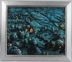 Blue Fields by Graham Crowley, 2000, oil on canvas, sold Nov 2025