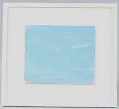 Blue sky with moon and jet stream by Danny Markey, oil on board, offered Nov 2025