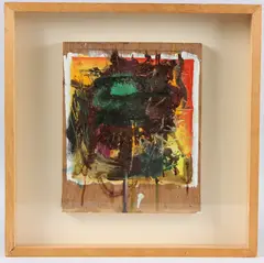Abstract composition mixed media by Gary Wragg, mixed media on board, sold Nov 2025