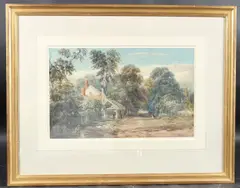 A cottage and byre at the edge of a wood by David Cox, 1825, watercolour, sold Nov 2025