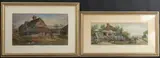 Farmhouse and yard with children by Fred Davis, 1867, watercolour, sold Nov 2025
