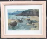 Coastal scene by Matilda Dorothea Hurst, print, offered Oct 2025