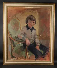 Portrait of a boy by Susan Ryder, oil on canvas, sold Oct 2025
