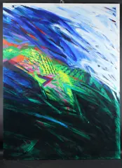 Untitled abstract composition by David Leverett, oil on canvas, offered Oct 2025