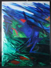 Untitled abstract composition by David Leverett, oil on canvas, offered Oct 2025