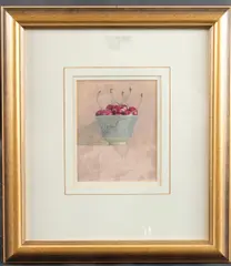 Cherries in a bowl by Sue Read, watercolour, sold Oct 2025