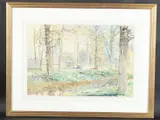 View of a chapel through trees by George Lilly Anderson, watercolour, offered Oct 2025