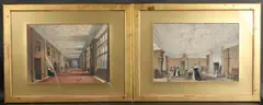 Stately home interiors, two chromolithographs, 29 x 42cm and 29 x 41cm by Joseph Nash, print (other), sold Oct 2025