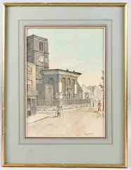 Chelsea Old Church by Walter Greaves, ink and watercolour, sold Aug 2025