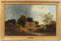 Near Mountnessing, Essex by James Edwin Meadows, oil on canvas, sold Aug 2025