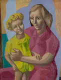 Mother and Child by Eric James Malthouse, oil on board, sold Apr 2024