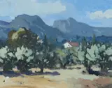 'White House Near Pernes-les by Gareth Thomas, oil on board, sold Apr 2024