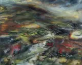 Burning Gorse, Melting Snow by Iwan Gwyn Parry, oil on canvas, offered Apr 2024