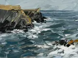 Untitled by Matthew Snowden, acrylic on panel, sold Apr 2024