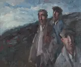 Ar Foncyn / Three Friends by Gareth Parry, oil on canvas, sold Apr 2024