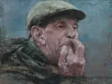 Whistling the Dogs by Keith Bowen, oil on canvas, sold Apr 2024