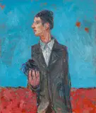 Camera Kid by Meirion Ginsberg, oil on canvas, sold Apr 2024