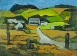 Dyfed Farm III by John Elwyn, acrylic on paper, sold Apr 2024
