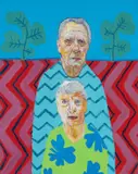 Old Couple by Meirion Ginsberg, oil on canvas, sold Apr 2024