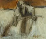 The Mower by Will Roberts, oil on canvas, sold Apr 2024