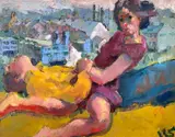 A Kind of Deposition by Kevin Sinnott, oil on canvas, sold Apr 2024