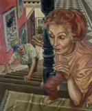 Another Party by Sally Moore, oil on board, offered Apr 2024