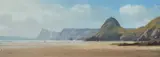 Winter Sun, Three Cliffs Bay by Gareth Thomas, watercolour, sold Apr 2024