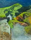 Hill Farm, Dyfed by John Elwyn, gouache on paper, sold Apr 2024